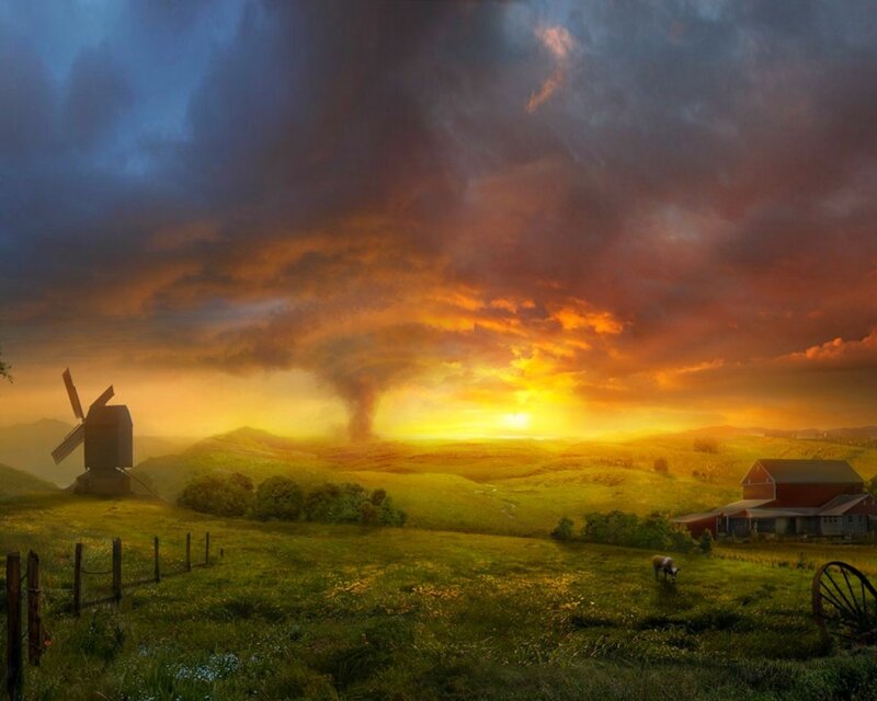 Tornado over Farm — Orange