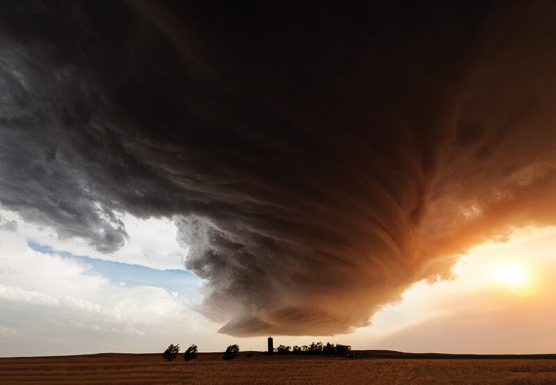 Tornado over Field — Brown, Dramatic, Sunset, Photograph
