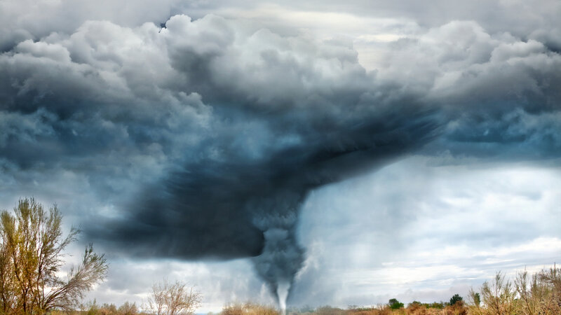 Tornado over Field — Gray, Dramatic, Afternoon, Photograph, Clouds
