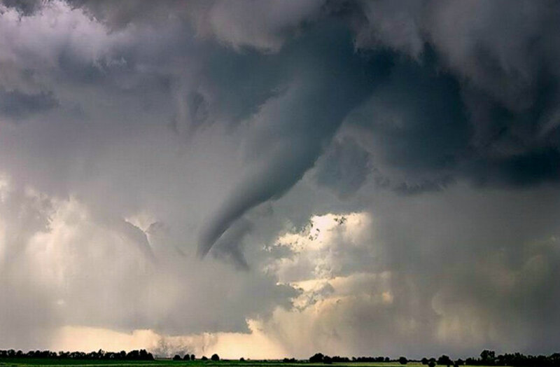 Tornado over Field — Gray, Dramatic, Afternoon, Photograph