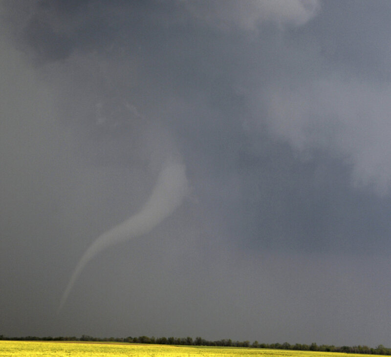 Tornado over Field — Gray, Dramatic, Afternoon