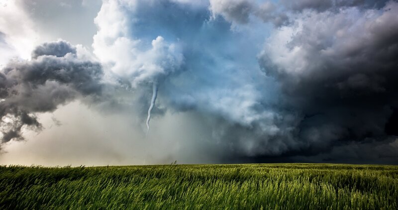 Tornado over Field — Green, Dramatic, Afternoon, Photograph, Clouds, Sky