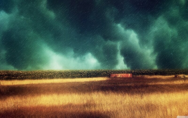 Tornado over Field — Green, Dramatic, Night