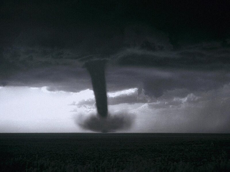 Tornado over Flat Land — Gray, Dramatic, Night