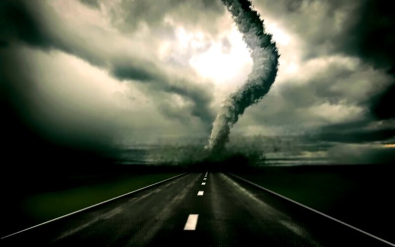 Tornado over Highway — Gray