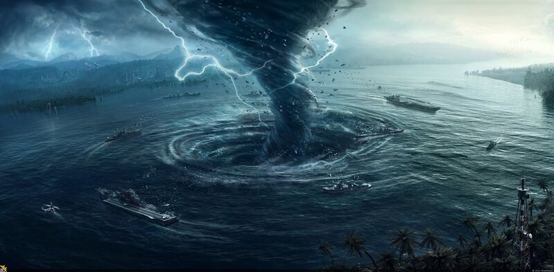 Tornado over Ocean — Blue, Dramatic