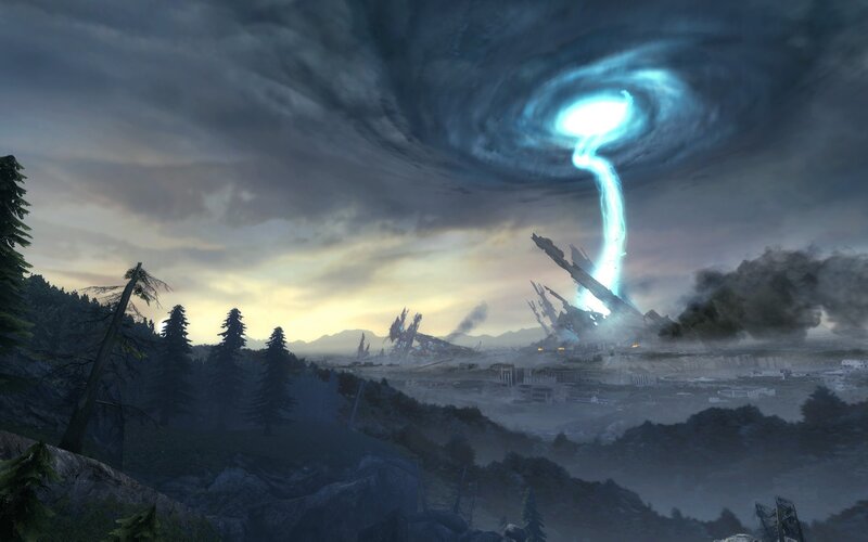 Tornado over Ruins — Blue