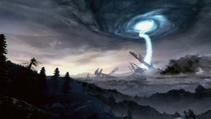 Tornado over Ruins — Gray