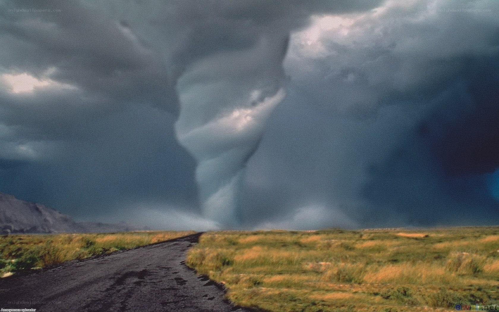 Tornado over rural road
