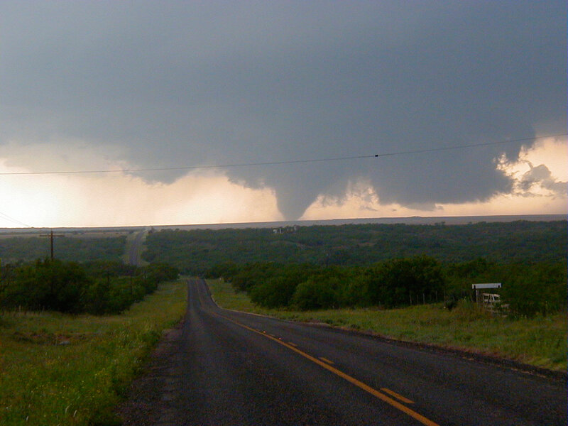 Tornado over rural road