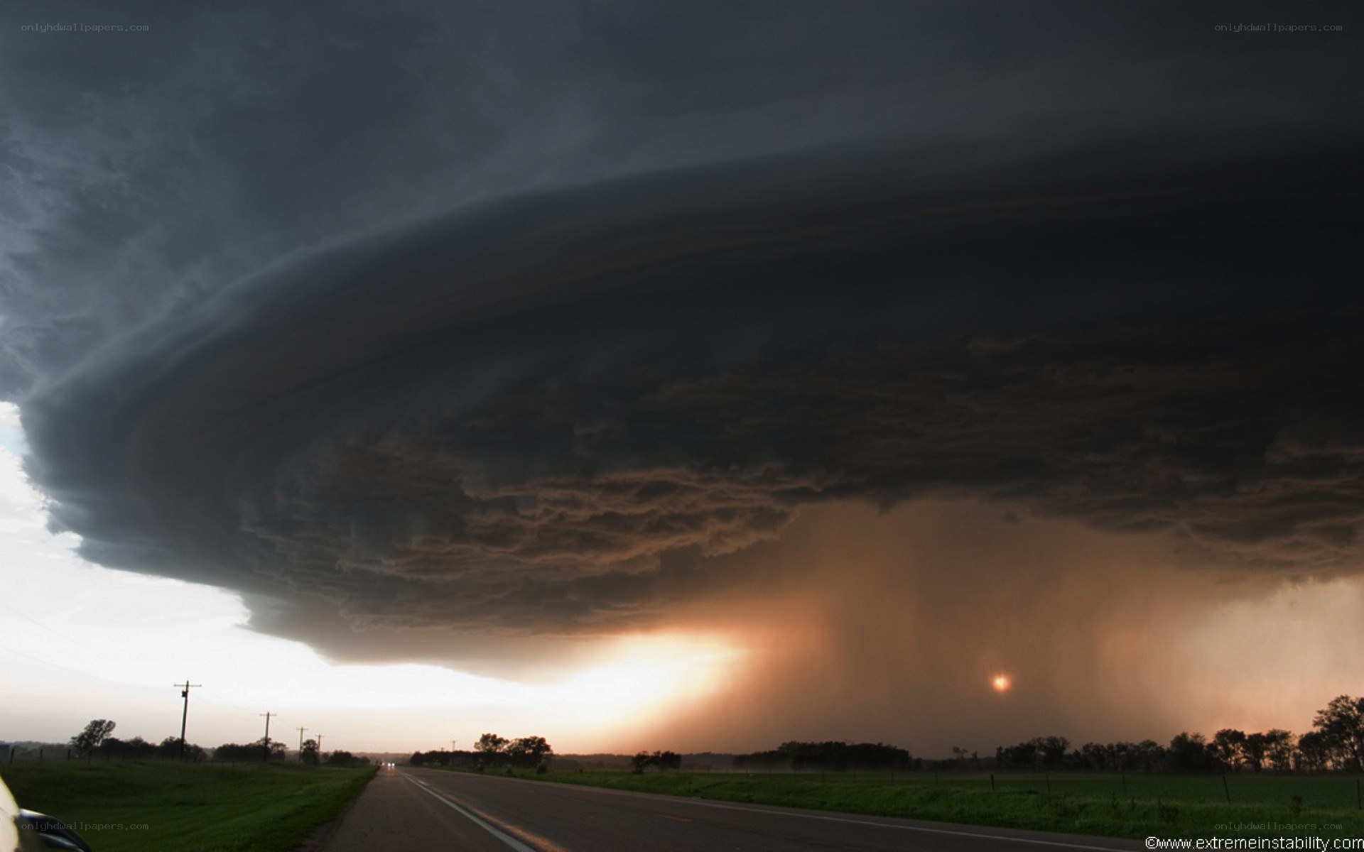Tornado over rural road