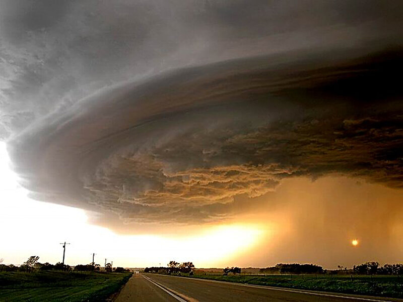 Tornado over Rural Road — Gray, Dramatic, Sunset, Photograph, Clouds