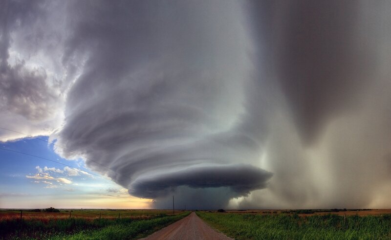 Tornado over Rural Road — Gray, Dramatic