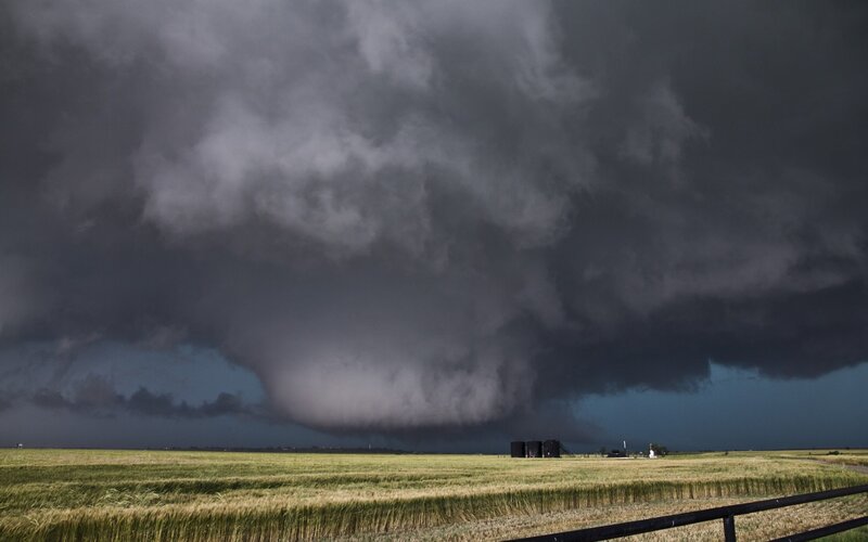 Tornado over Wheat Field — Gray