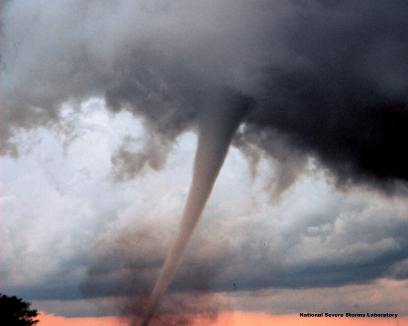 Tornado Touching Down — Gray, Dramatic, Sunset