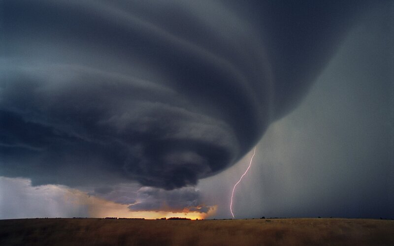 Tornado with Lightning — Gray, Dramatic
