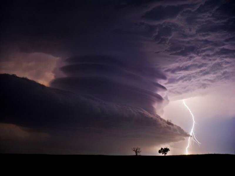 Tornado with Lightning — Purple, Dramatic