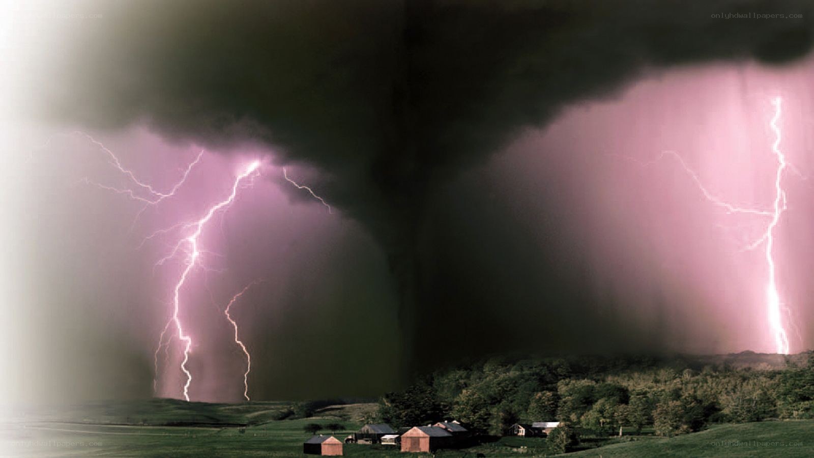 Tornado with lightning storm