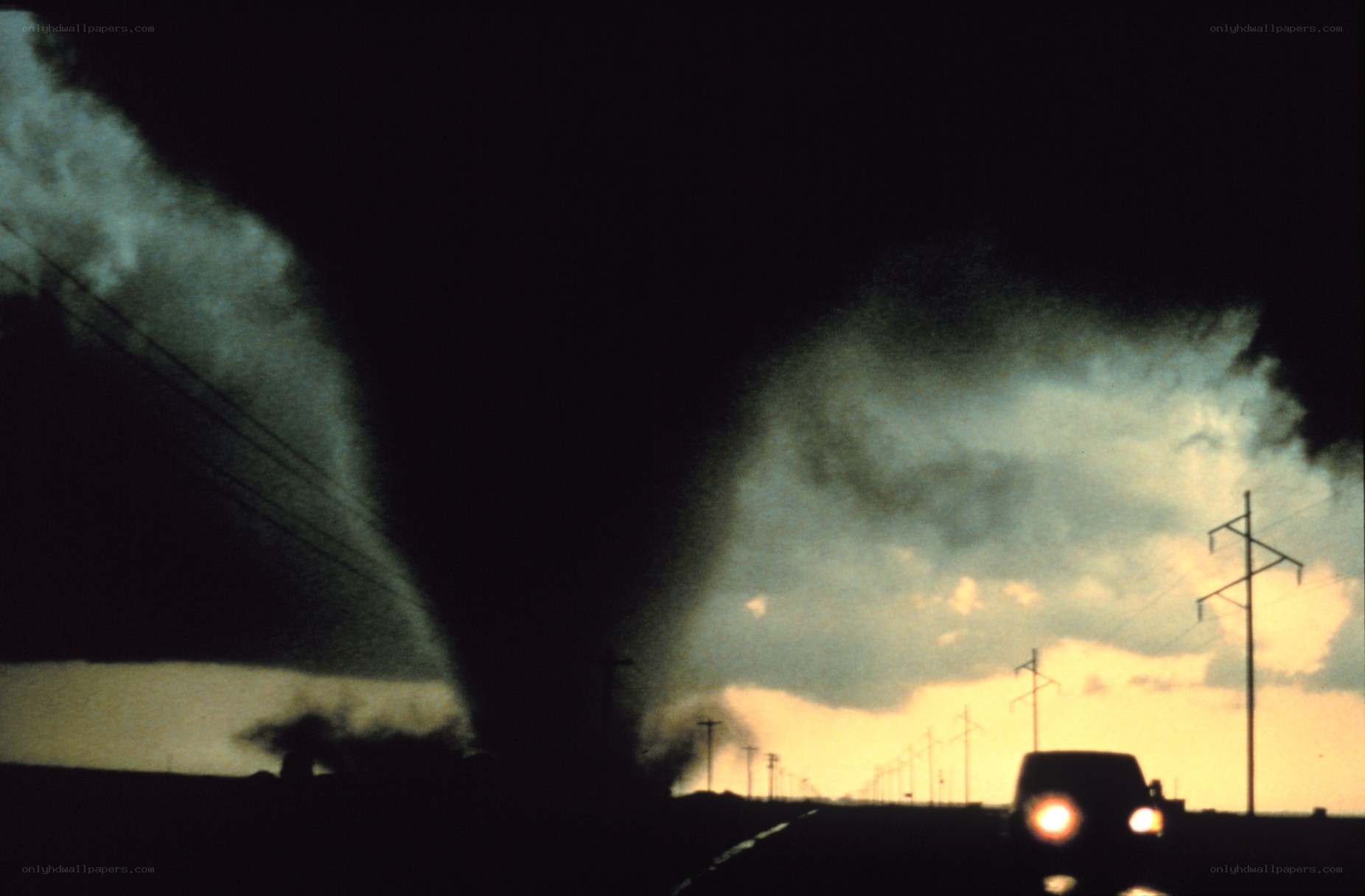 Tornadoes on a rural road