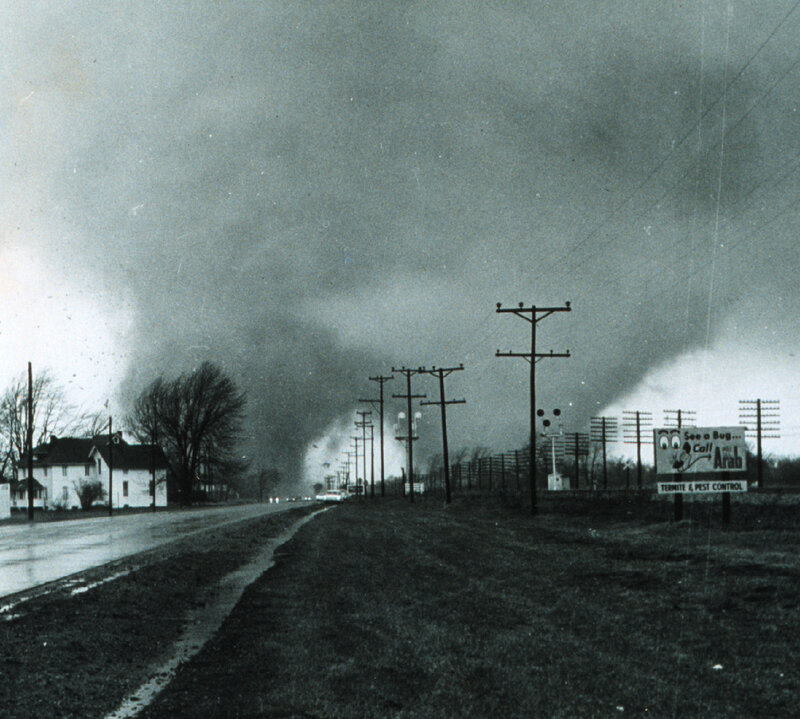 Tornadoes over a road