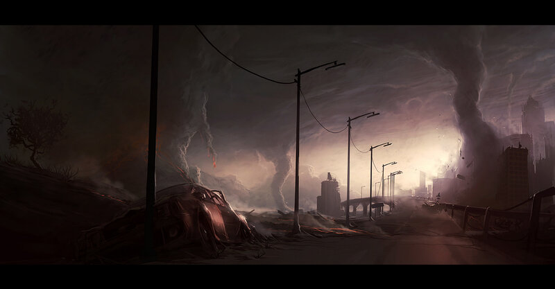 Tornadoes over Ruined City