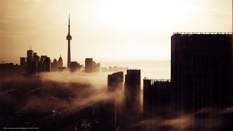 Toronto Skyline at Dawn — Brown, Dramatic