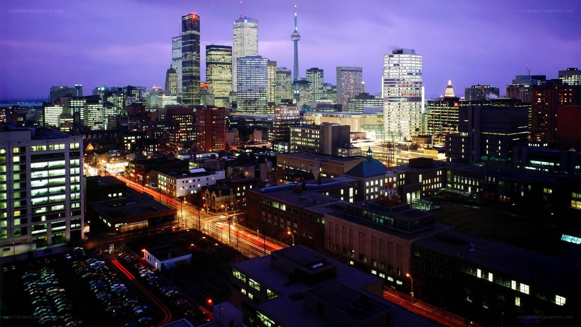 Toronto skyline at dusk