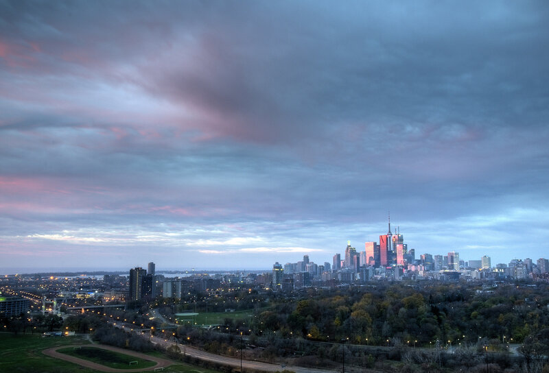 Toronto skyline at dusk