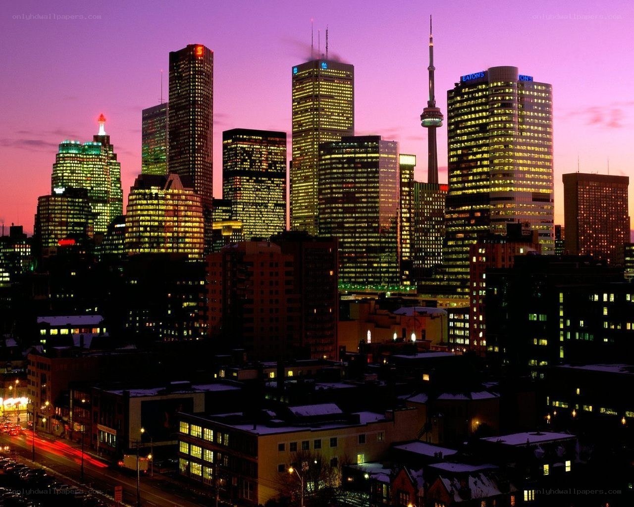 Toronto skyline at dusk