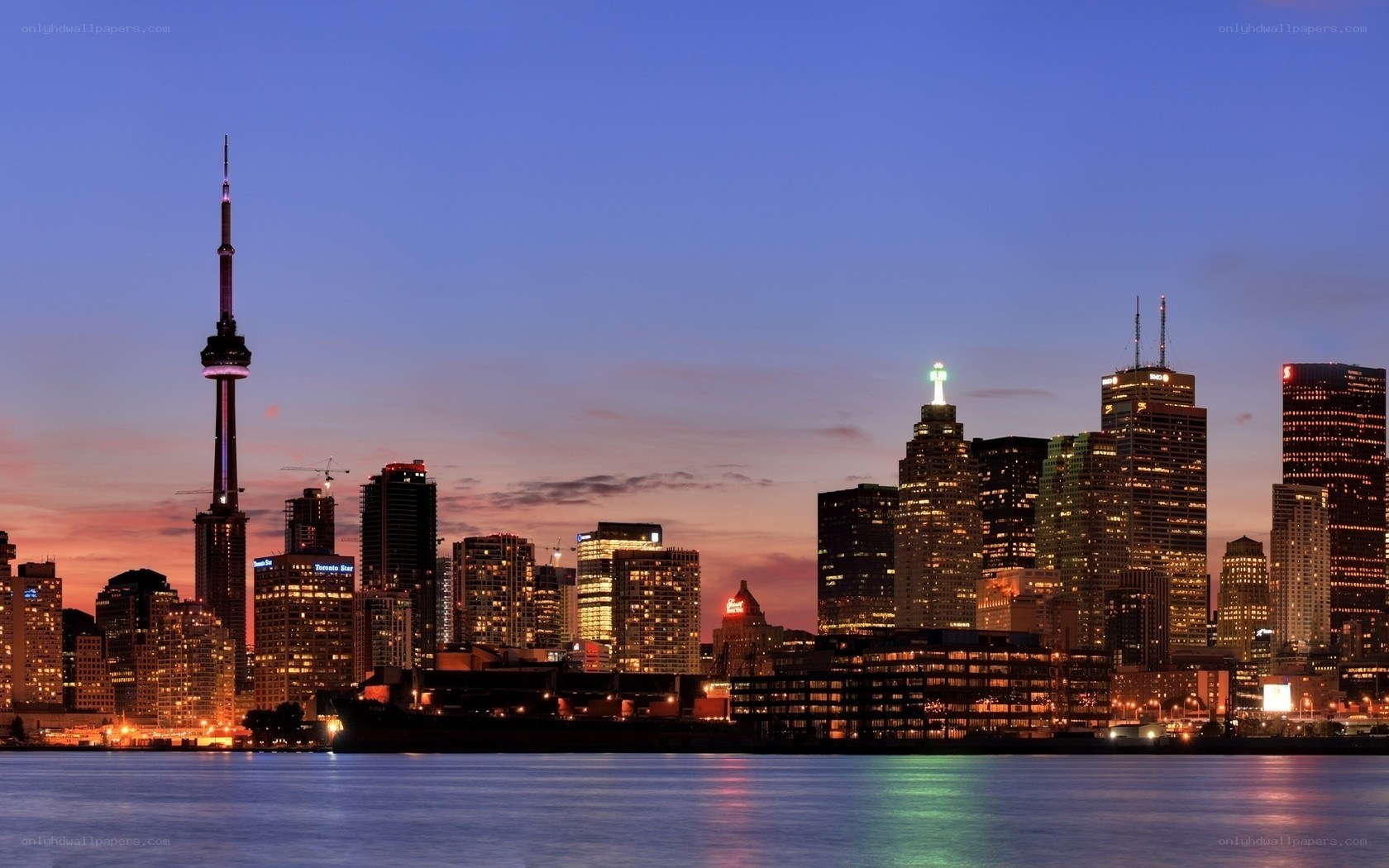 Toronto skyline at dusk