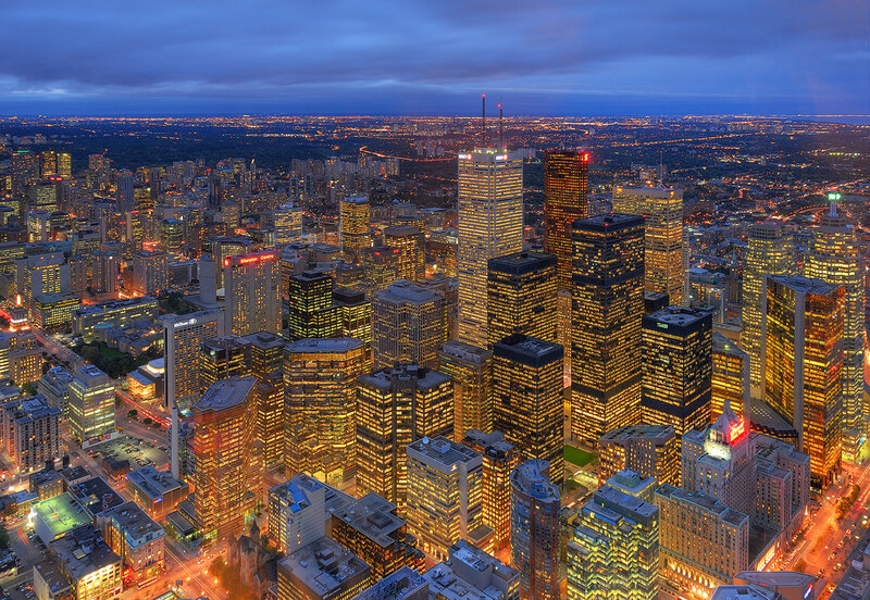 Toronto skyline at dusk