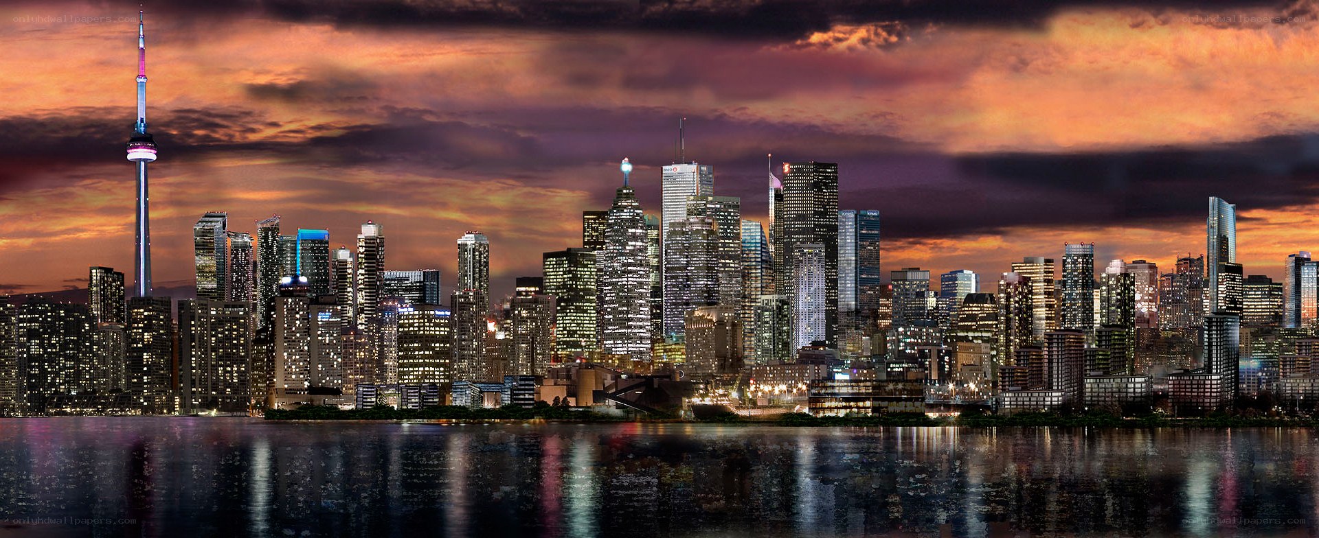 Toronto skyline at dusk