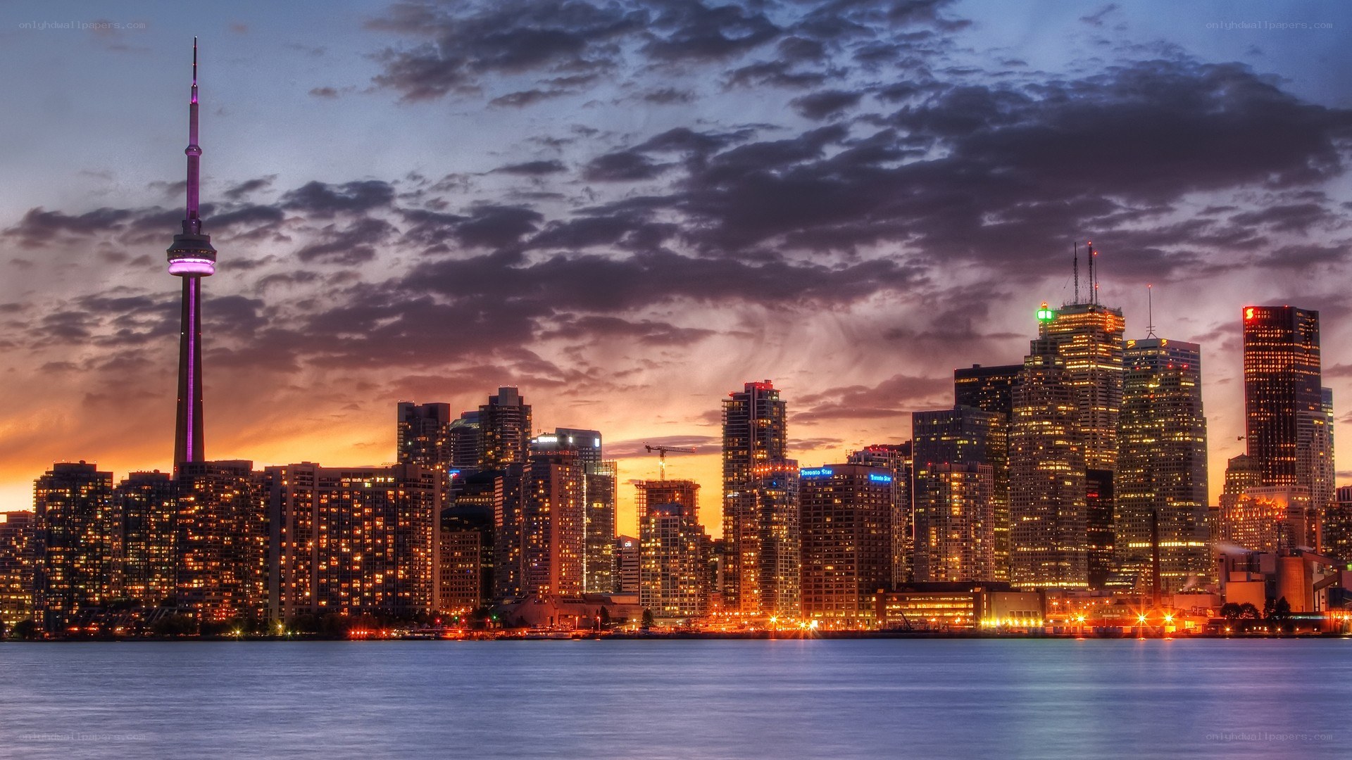 Toronto skyline at dusk