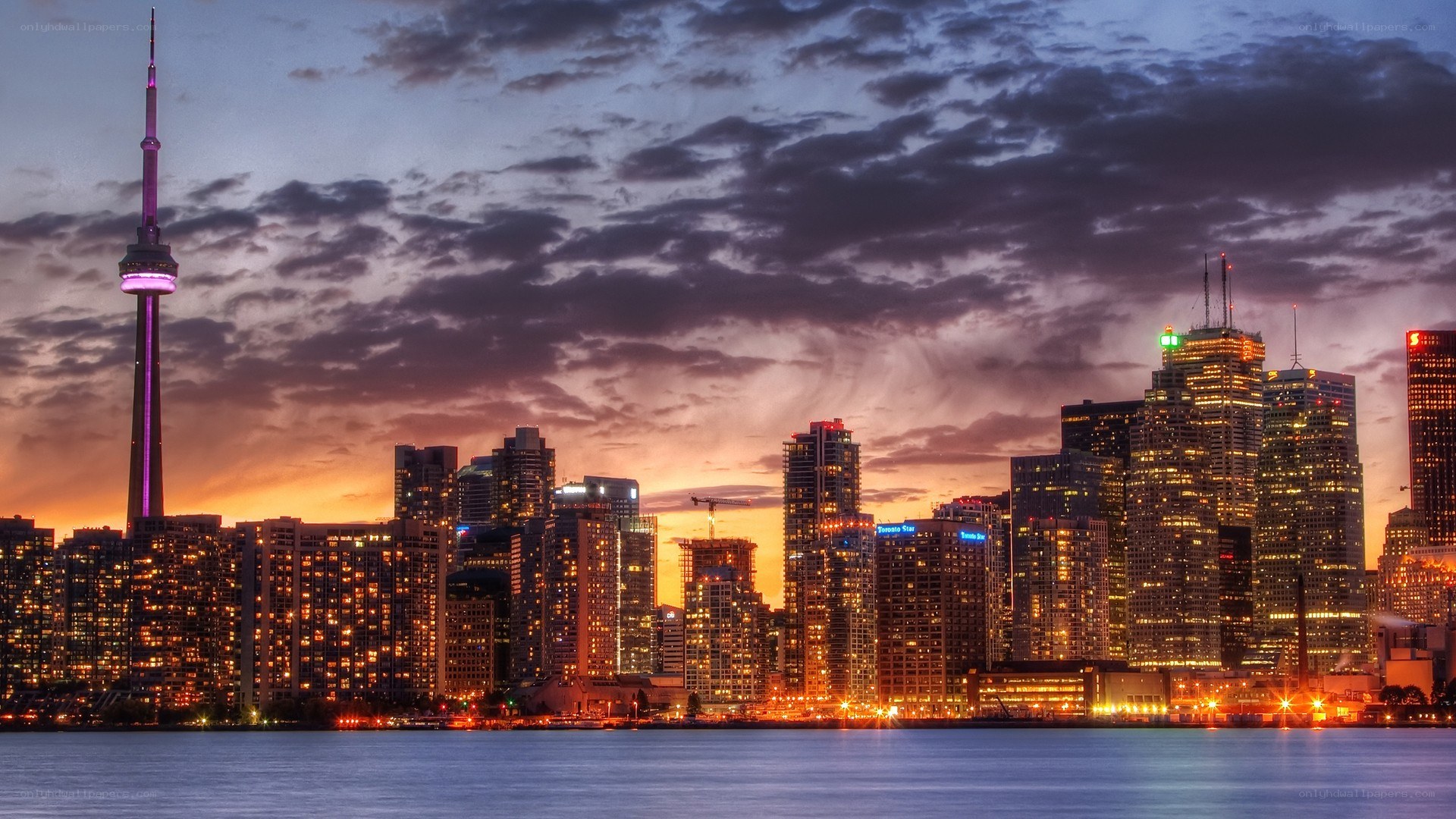 Toronto skyline at dusk