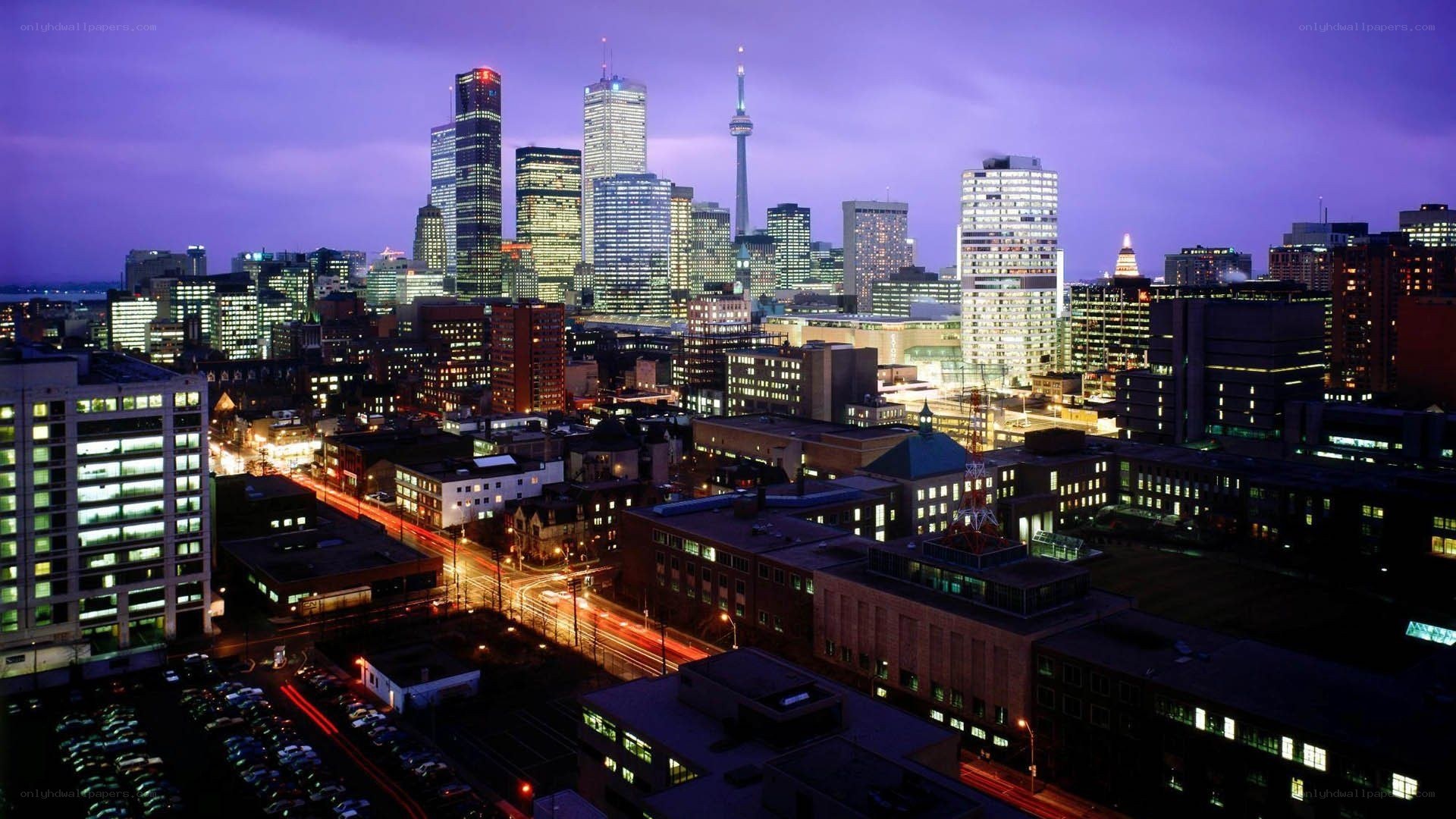 Toronto skyline at dusk