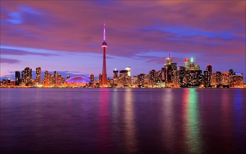 Toronto Skyline at Dusk — Purple, Dramatic, Night