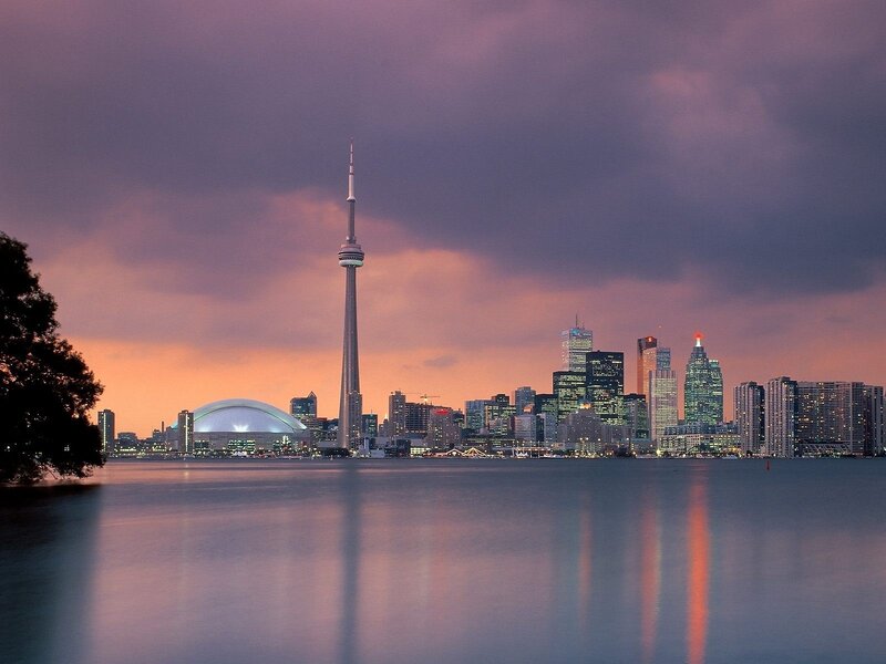 Toronto Skyline at Dusk — Purple, Serene, Sunset