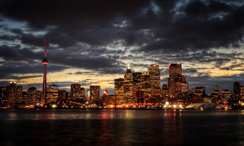 Toronto Skyline at Night — Black, Dramatic