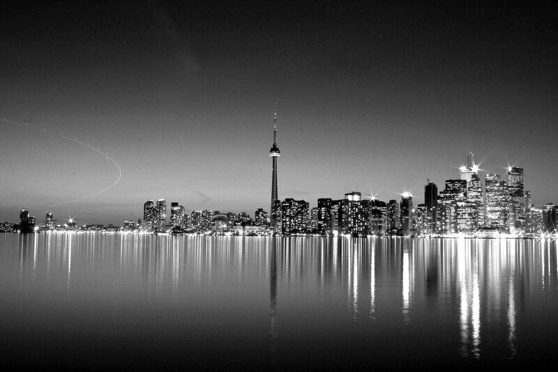Toronto Skyline at Night — Black, Serene, Photograph, Cn Tower, Buildings