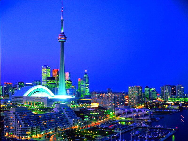 Toronto Skyline at Night — Blue, Dramatic, Photograph
