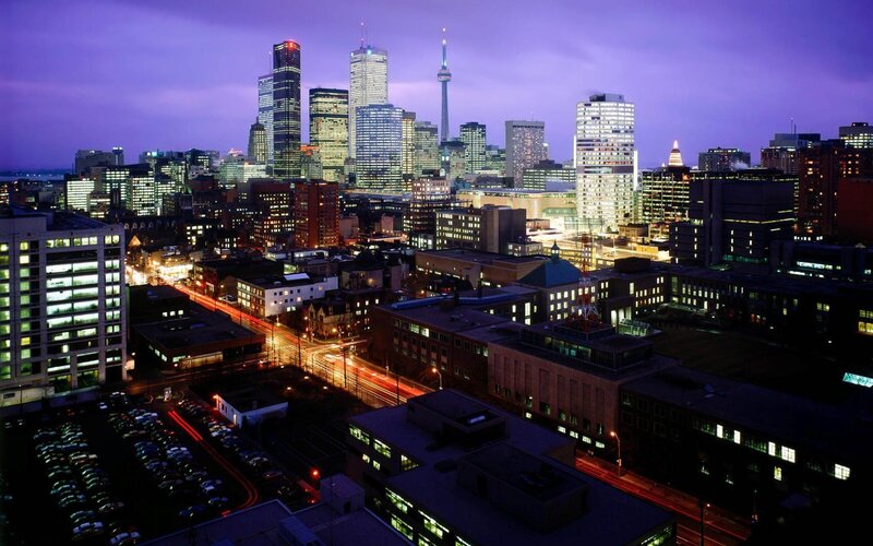 Toronto Skyline at Night — Purple, Dramatic, Photograph, Buildings