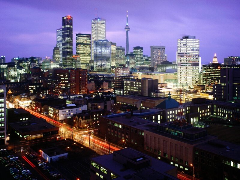 Toronto Skyline at Night — Purple, Dramatic, Photograph