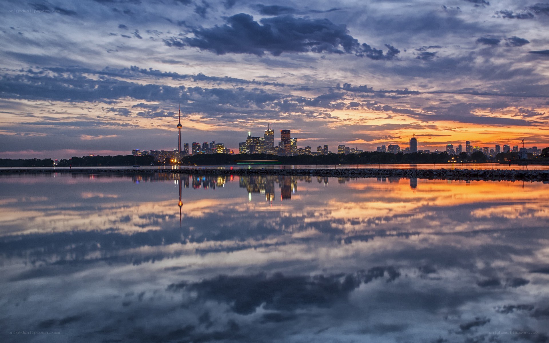 Toronto skyline at sunset