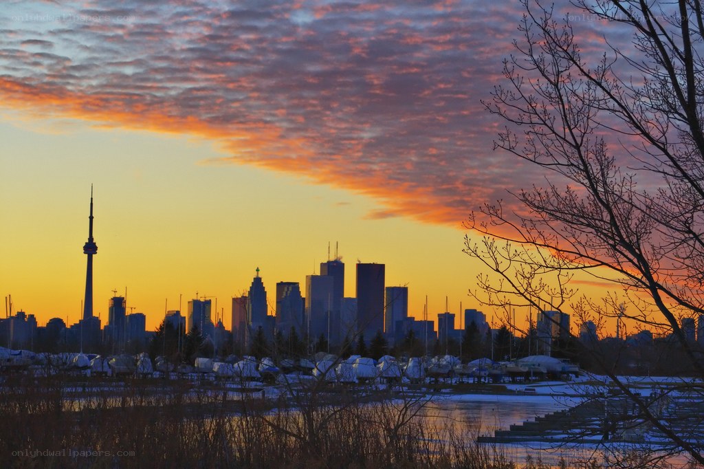 Toronto skyline at sunset