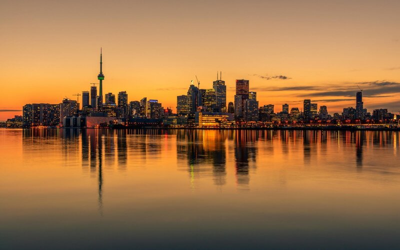 Toronto Skyline at Sunset — Orange, Serene, Photograph