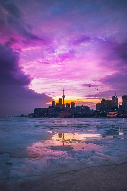 Toronto Skyline at Sunset — Purple