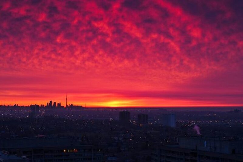 Toronto Skyline at Sunset — Red