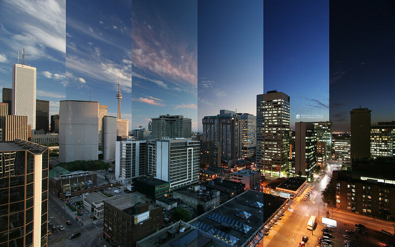Toronto Skyline — Blue, Dramatic, Night, Photograph, Cn Tower, Buildings