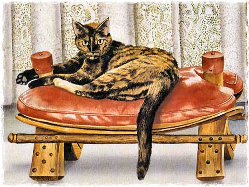 Tortoiseshell Cat on Stool