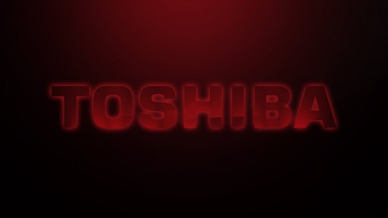Toshiba logo on red background